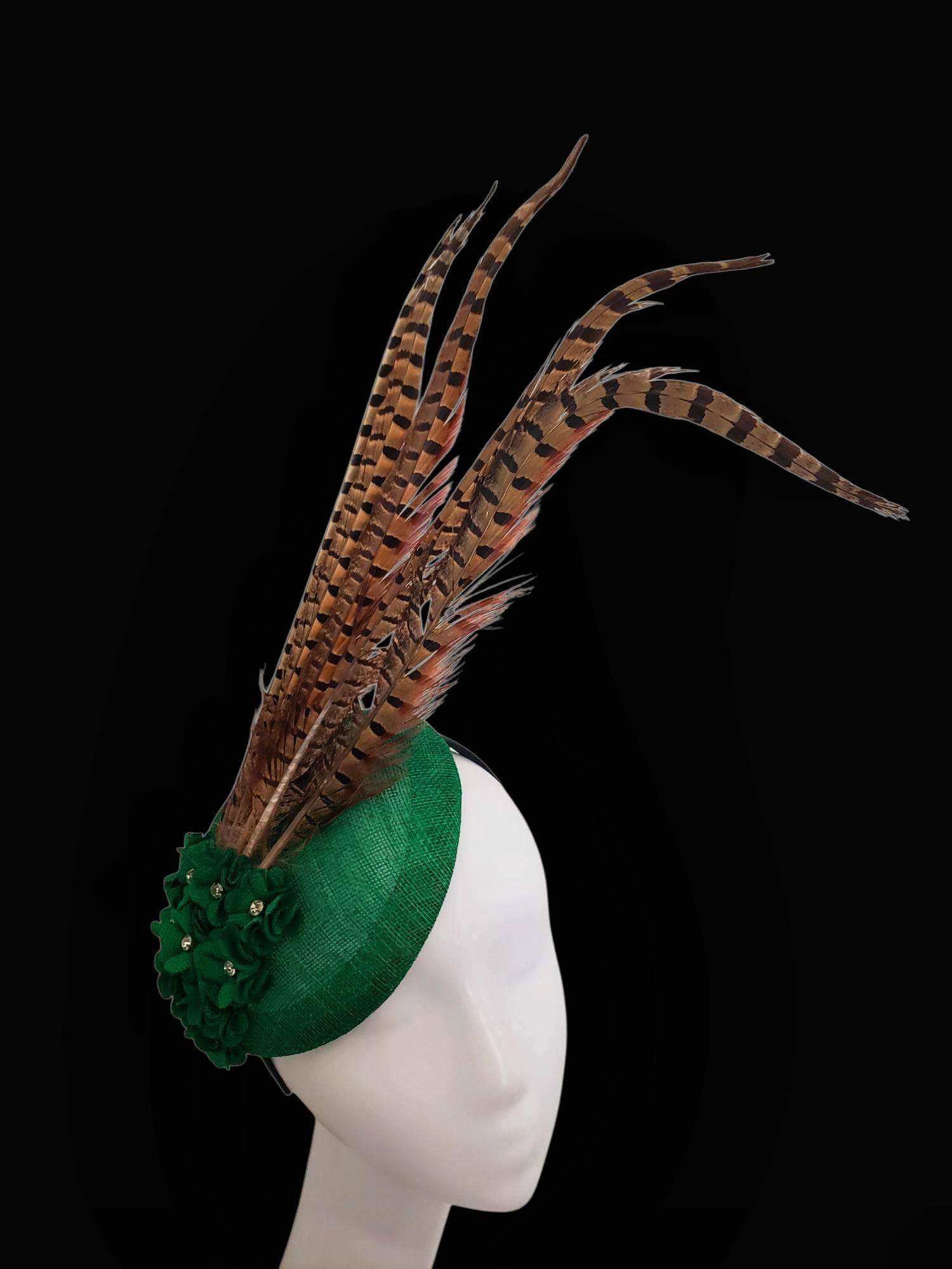 Rehoboth Hats - Wholesale Fascinator Hat - Women's - Sinamay Pillbox Hat with Pheasant Feathers for Events1
