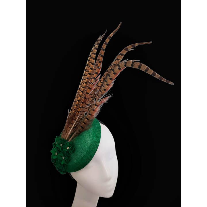 Rehoboth Hats - Wholesale Fascinator Hat - Women's - Sinamay Pillbox Hat with Pheasant Feathers for Events1