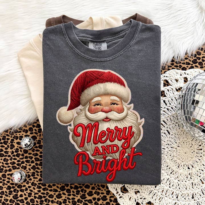 Faux Yarn Merry And Bright DTF Heat Transfer for wholesale by Trendy Transfers