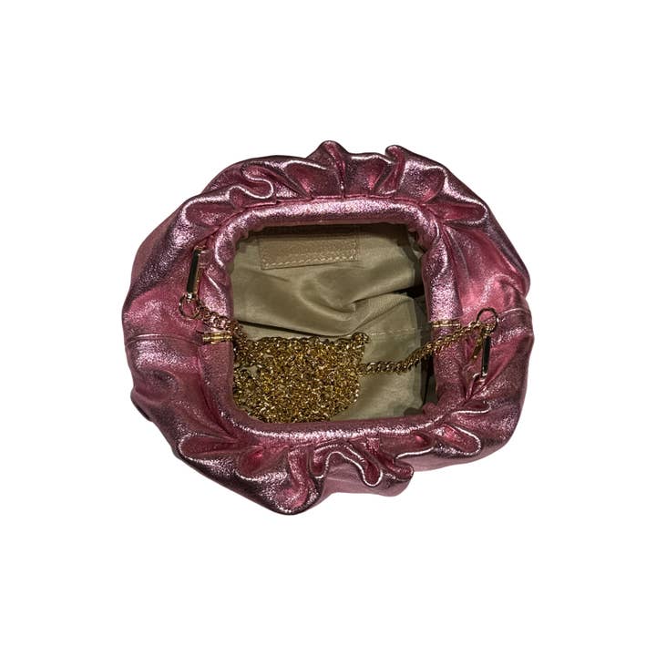 Louisa lee - Wholesale Clutch Bag - Women's - Iridescent pleated leather Chainette bag6