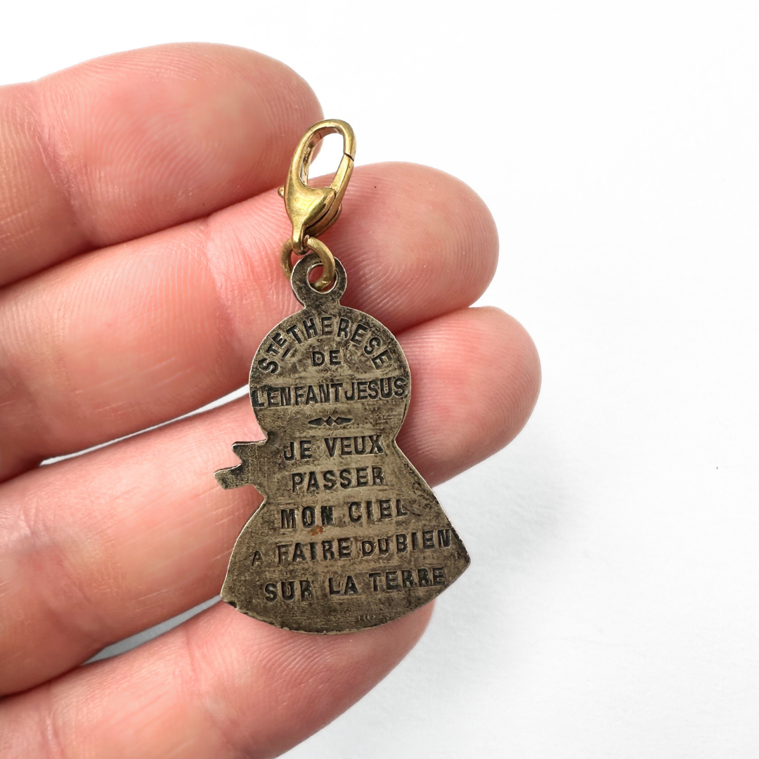 Lulu’s Petals - Wholesale Individual Charm/Pendant - Vintage aged silver Saint Therese silhouette charm2