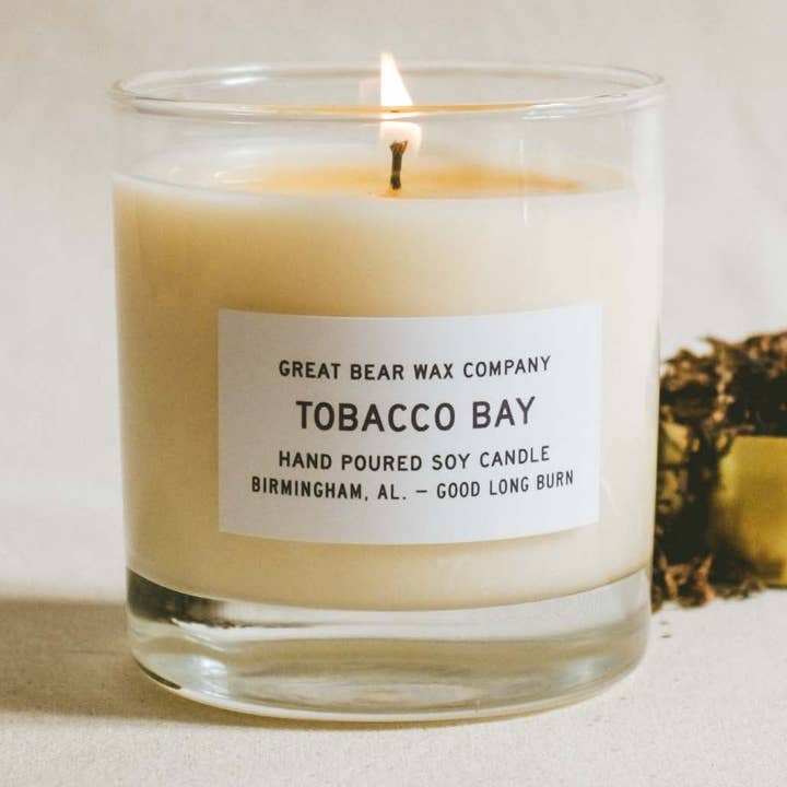 Tobacco Bay Candle 11 oz for wholesale by Great Bear Wax Co.