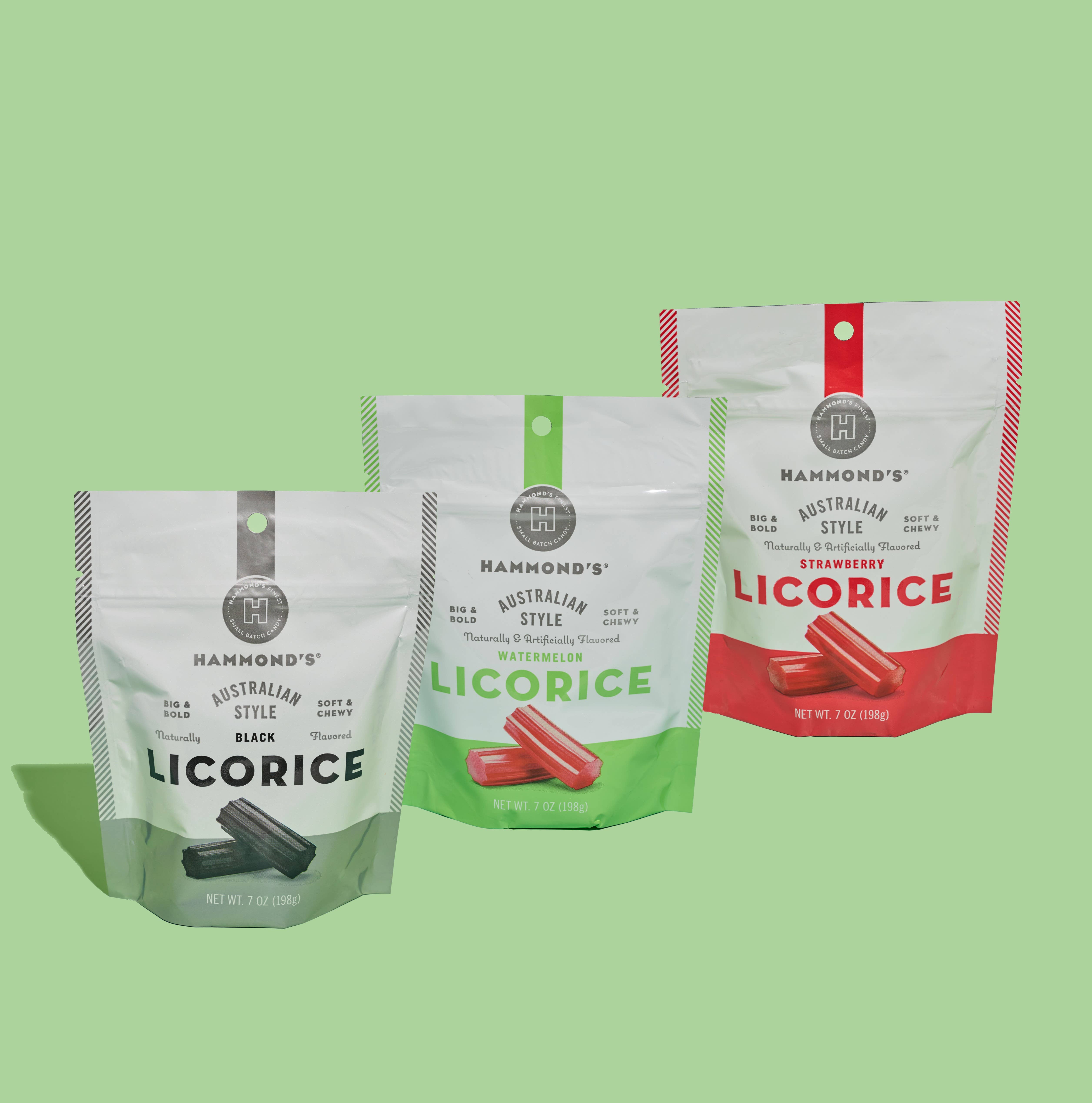 Hammond's Candies - Wholesale Licorice - Australian Style Licorice - Watermelon - 7 oz Resealable Bag1