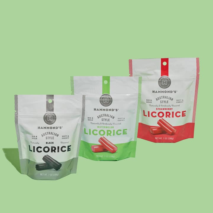 Hammond's Candies - Wholesale Licorice - Australian Style Licorice - Watermelon - 7 oz Resealable Bag1