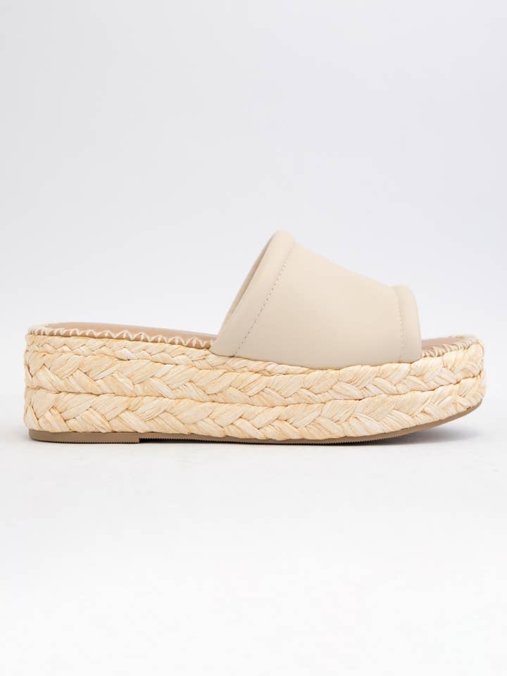 CCOCCI - Wholesale Platform Heels - Women's - MONTE CHUNKY PLATFORM RAFFIA HEEL SLIP ON WEDGE