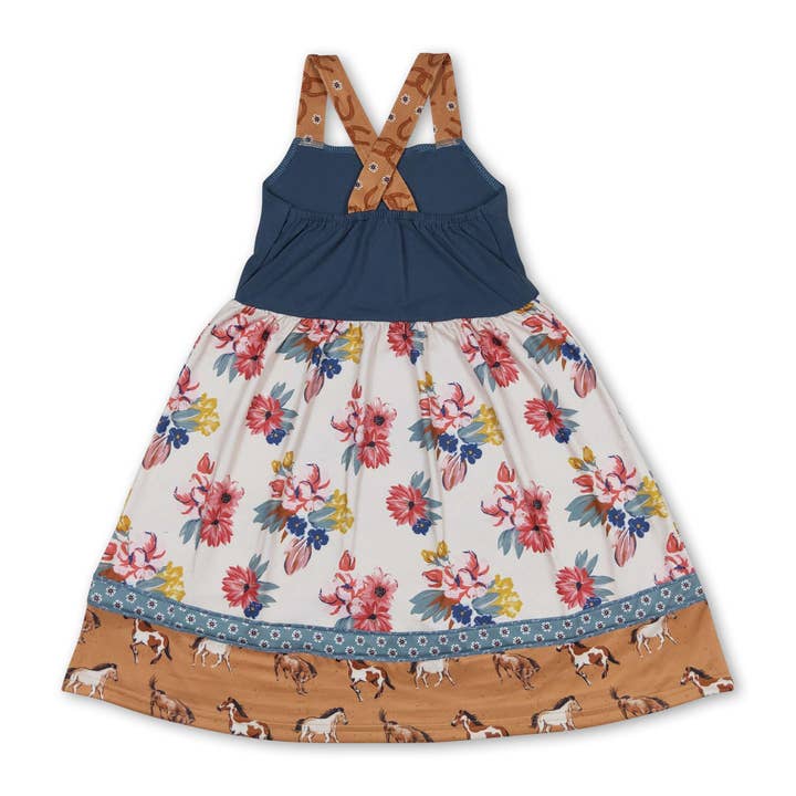 Yawoo Garments - Wholesale Dress - Kids - Straps horse floral baby girls summer dresses