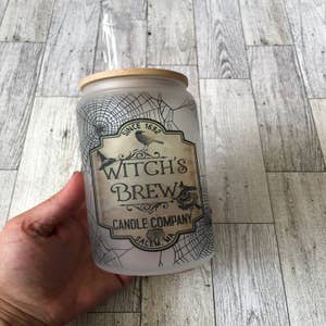 Witch - Witch's Brew Coffee Co Frosted Glass 16 oz Cup Can Tumbler with  Bamboo Lid and