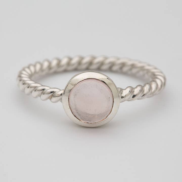 Rose Quartz Ring, Polished Gemstone, Twisted Ring - Mika for wholesale by Koko