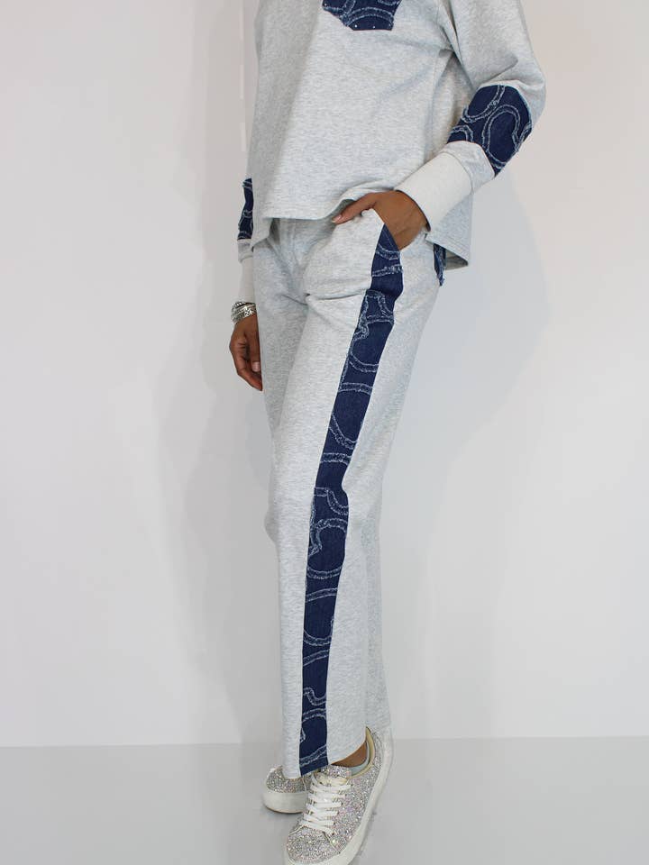 French Terry & Denim mix Jogger for wholesale by ZYM