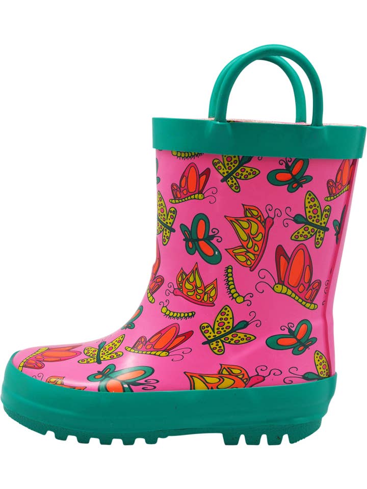 Eastern Off Price - Wholesale Rain Boots - Kids - Norty Kids Rubber Printed Rain Boots 40154 Pink Butterflies