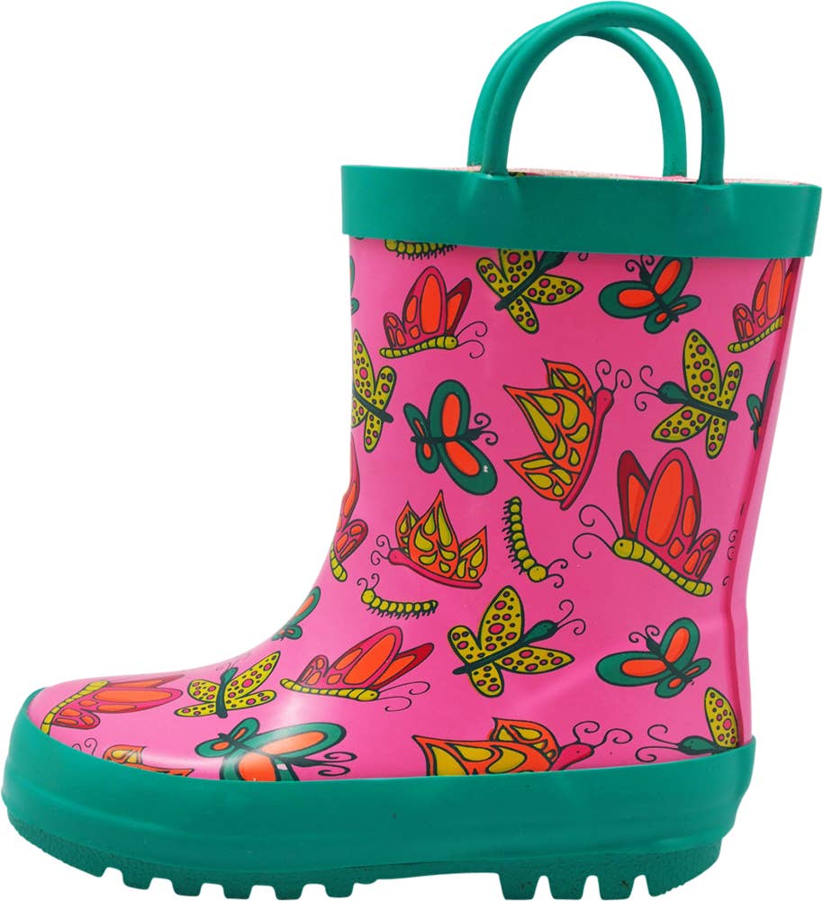 Eastern Off Price - Venta al por mayor Botas de agua - Niños - Botas de lluvia con estampado de goma Norty Kids 40154 Pink Butterflies