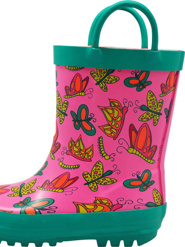 Eastern Off Price - Venta al por mayor Botas de agua - Niños - Botas de lluvia con estampado de goma Norty Kids 40154 Pink Butterflies0