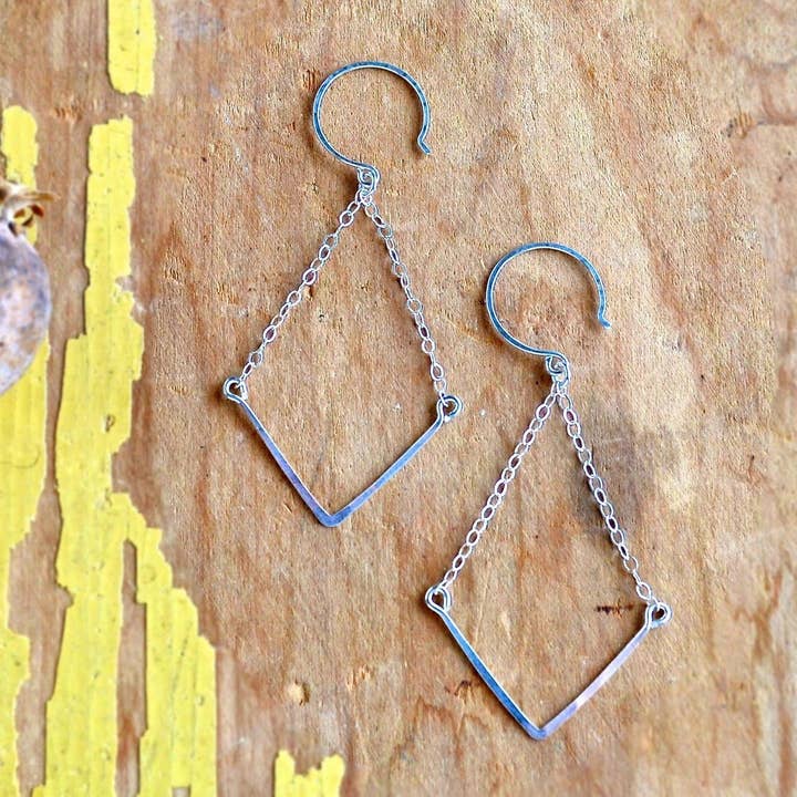 Chevron Earrings - handmade 14k gold and mixed metal chevron earrings for wholesale by Foamy Wader