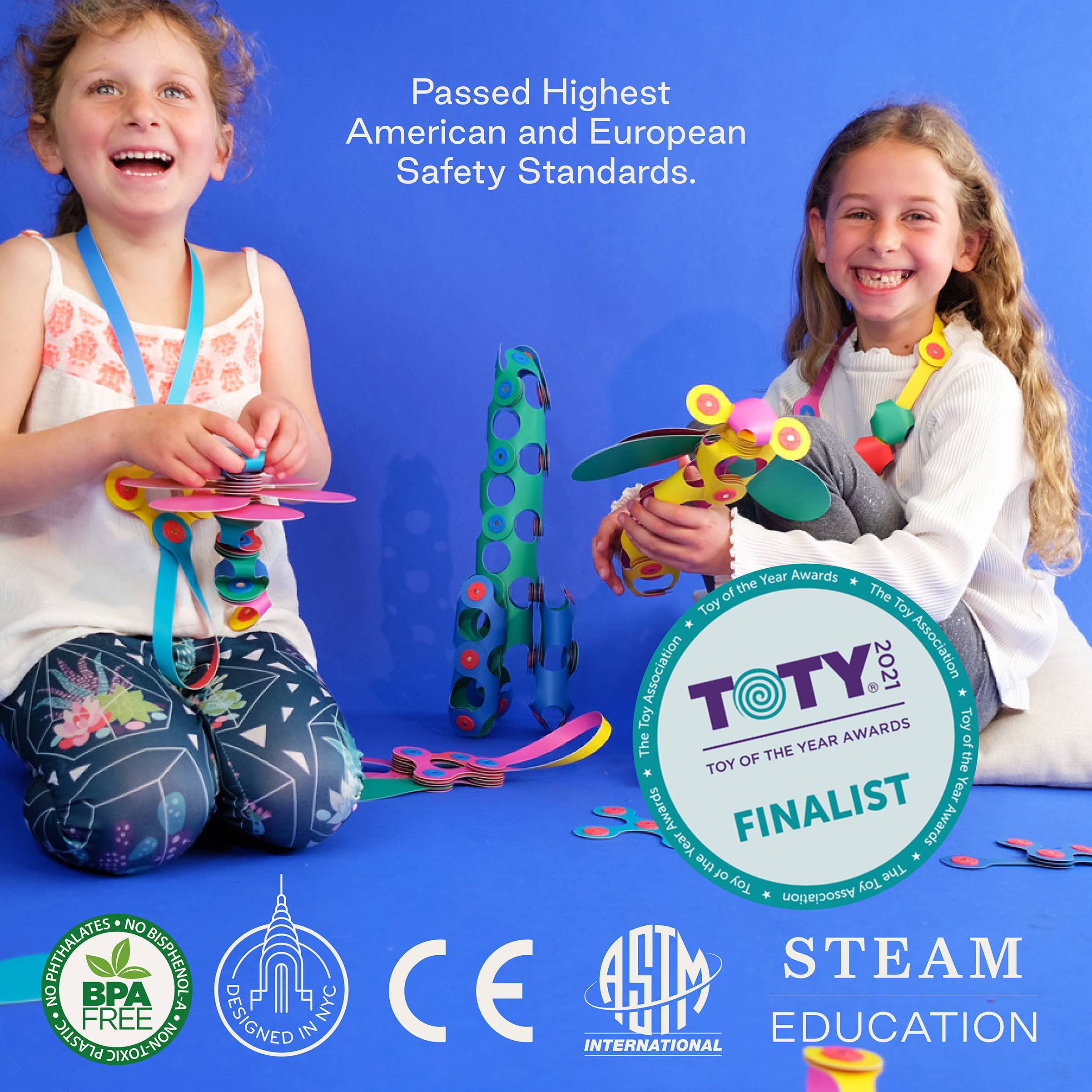 CLICS NV – Großhandel Baukasten – Kinder – Clixo Rainbow Pack – 42-teiliges Set mit voller Farbauswahl und Kreisel7