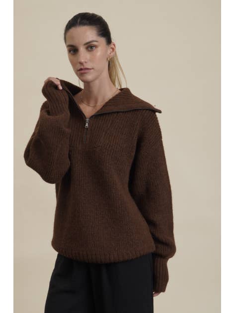 Alpaca Collections - Wholesale Knit Sweater - Women's - Kim Half Zip Baby Alpaca Sweater