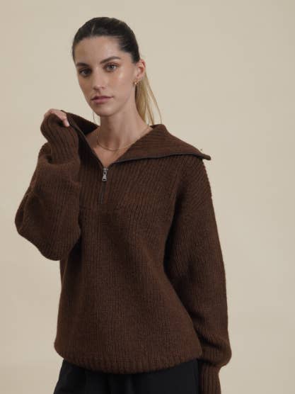 Suéter Kim de alpaca con media cremallera para bebé para venta al por mayor de Alpaca Collections