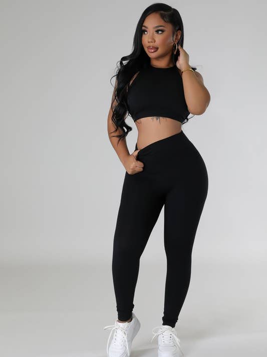 Open Back High Neckline Skinny Fit Set for wholesale by 5besties inc