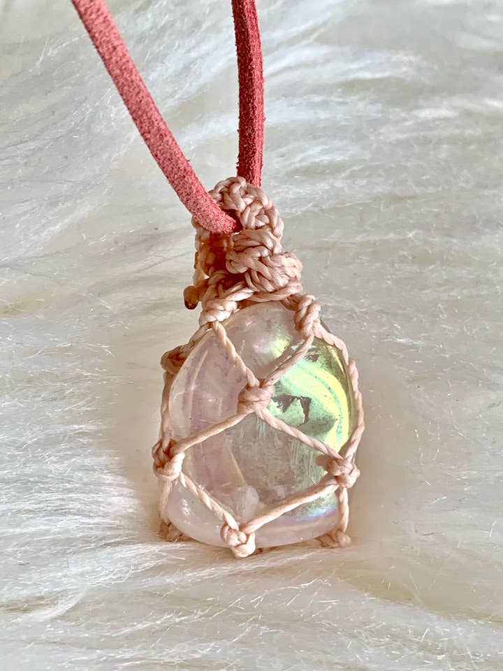 Collar Angel Aura Cuarzo Rosa para venta al por mayor de Purenami -Opals and Dreams