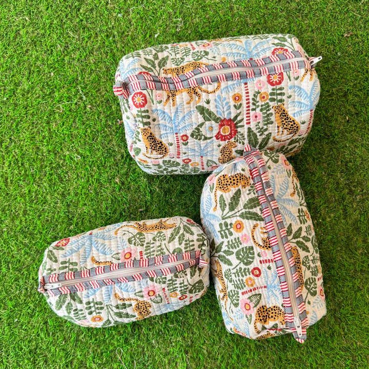 GYPSY STUDIO - Wholesale Makeup/Cosmetic Bag - Zipper Pouches Cosmetic Bag Block Printed Cotton Quilted Bag0