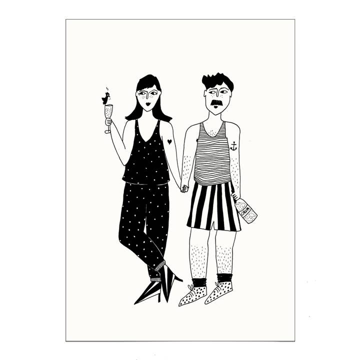 poster apero couple A3 for wholesale by helen b