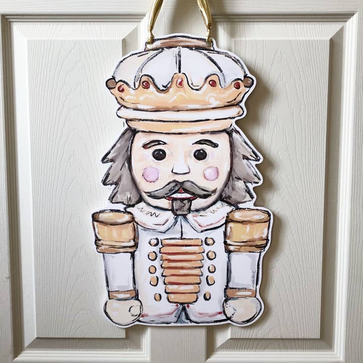 Cintre de porte Casse-Noisette en or blanc - Décor neutre de Noël pour la vente par Home Malone