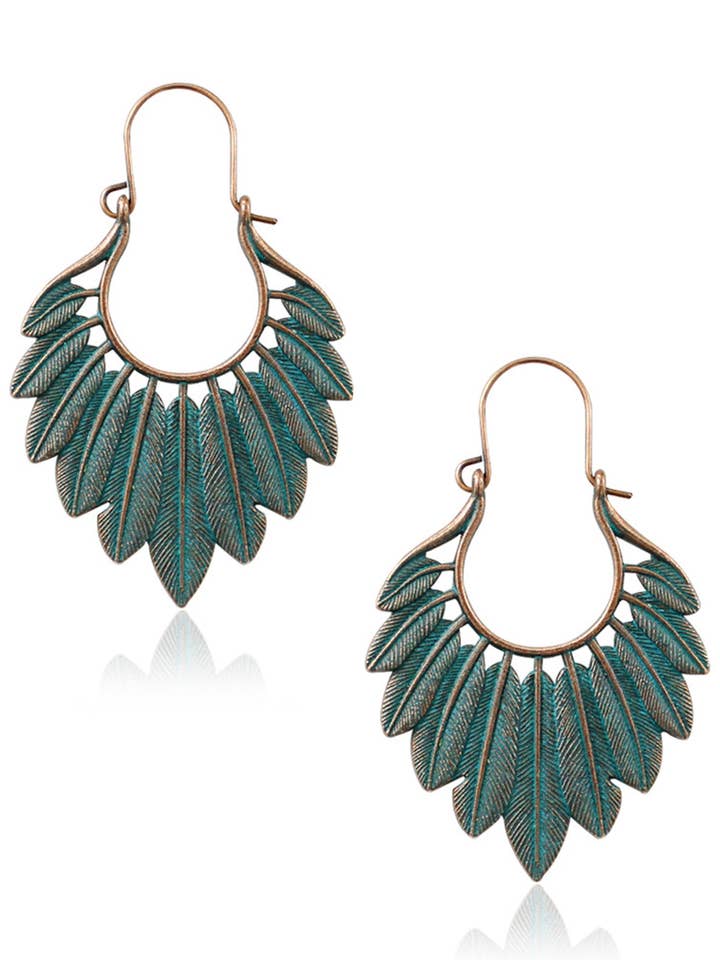 Leaf Alloy Hoop Earrings E5490 for wholesale by Ole