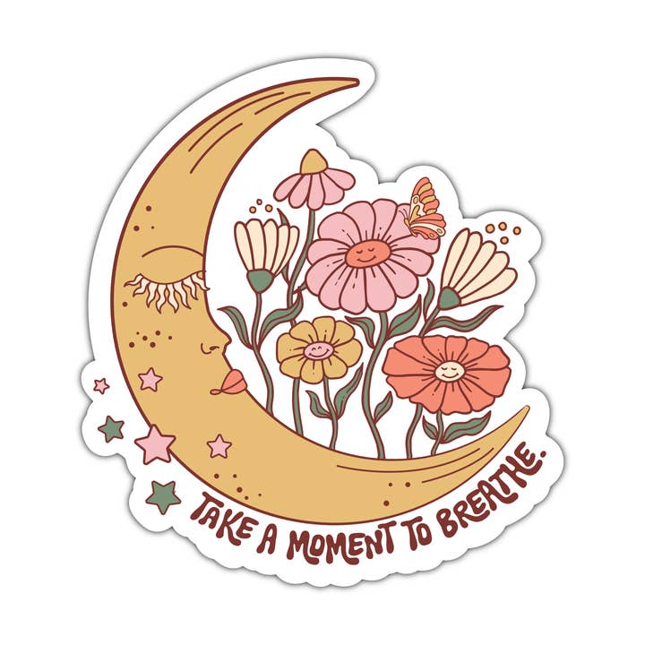 Take a moment to breath vinyl sticker, boho hippie for wholesale by Moonlit Creations