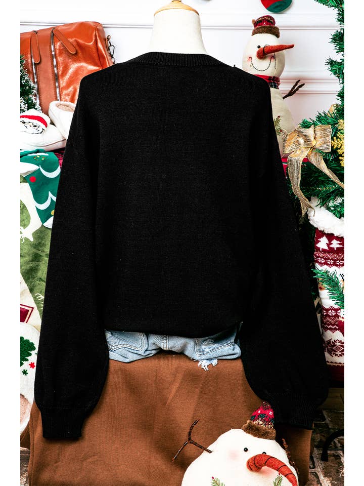 As shown Fall Colorful Merry&Bright Tinsel Graphic Christmas Sweater for wholesale on Faire