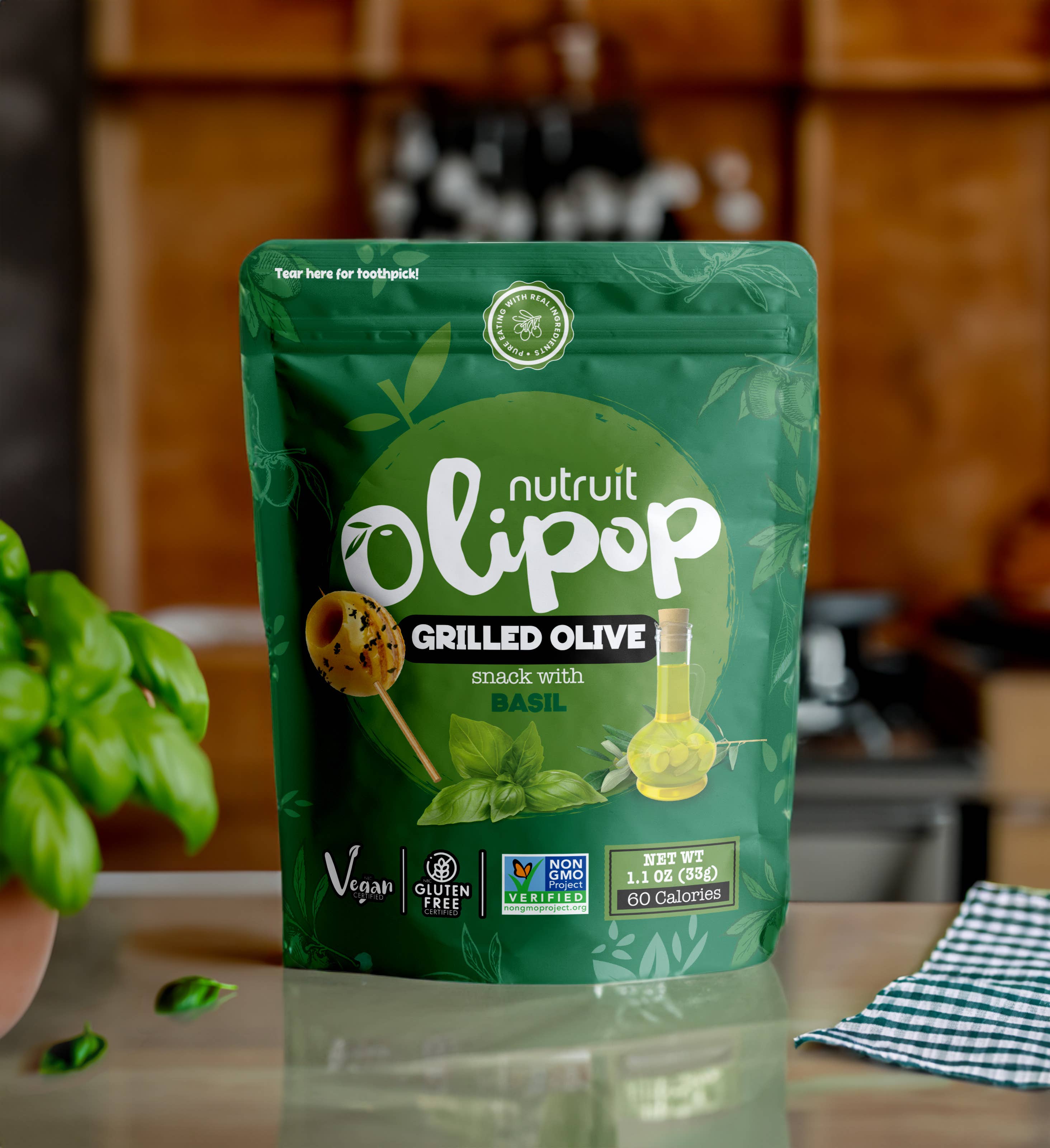 nutruit - Wholesale Olives - Nutruit Grilled Olive Snack (Basil) (20 Pack) 1