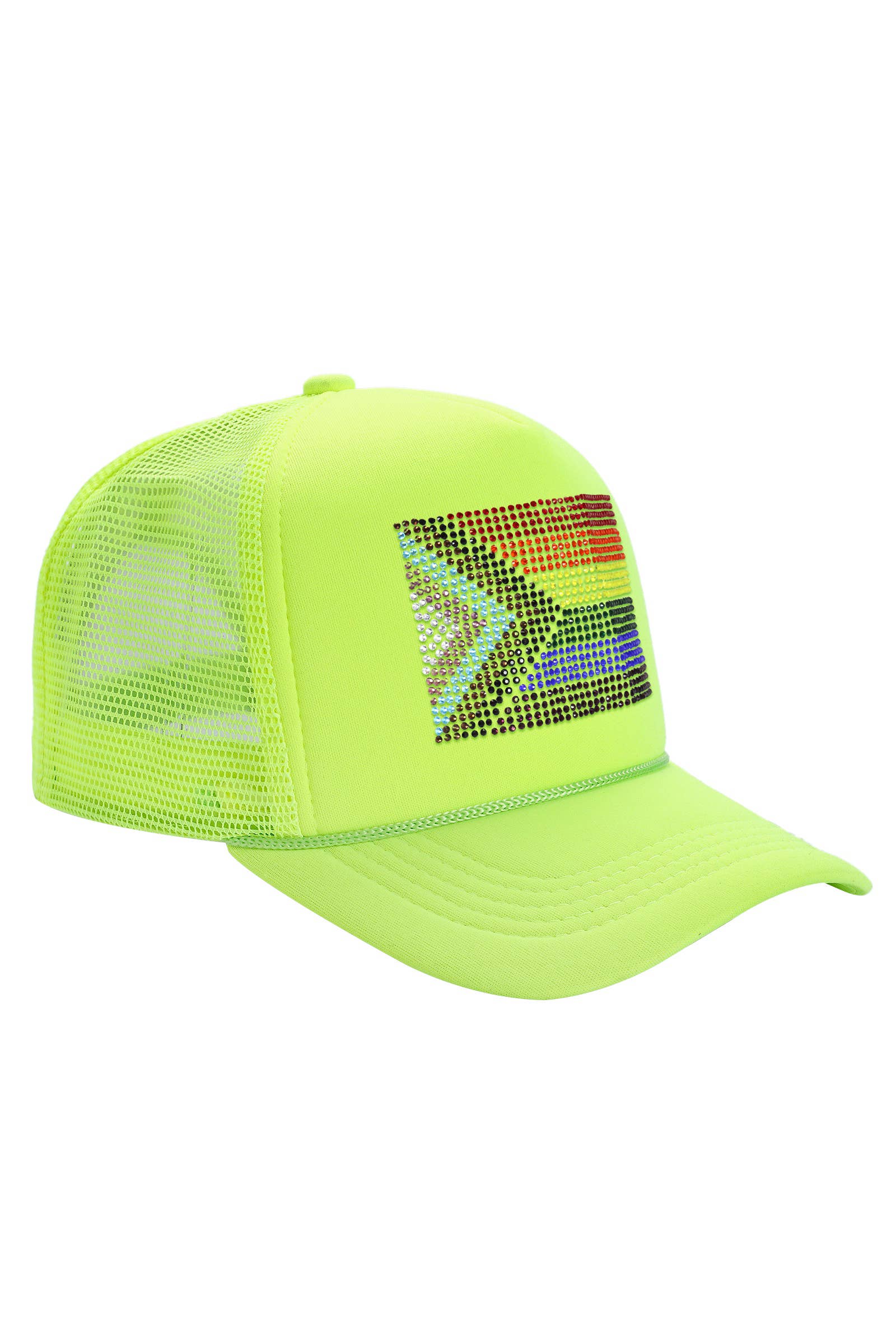 Cap Zone - Wholesale Trucker Hat - Unisex - Bling Rainbow Pride Flag Sponge Trucker Hat12