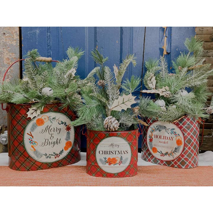 Wholesale Home Decor - Wholesale Christmas Decoration - Holiday Buckets 9in, 8in and 6in