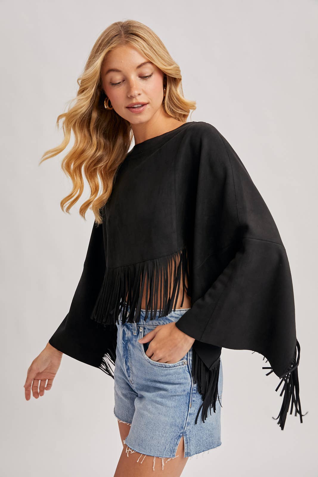 Bluivy - Wholesale Poncho - Women's - WESTERN BOHEMIAN SUEDE FRINGE CAPE5