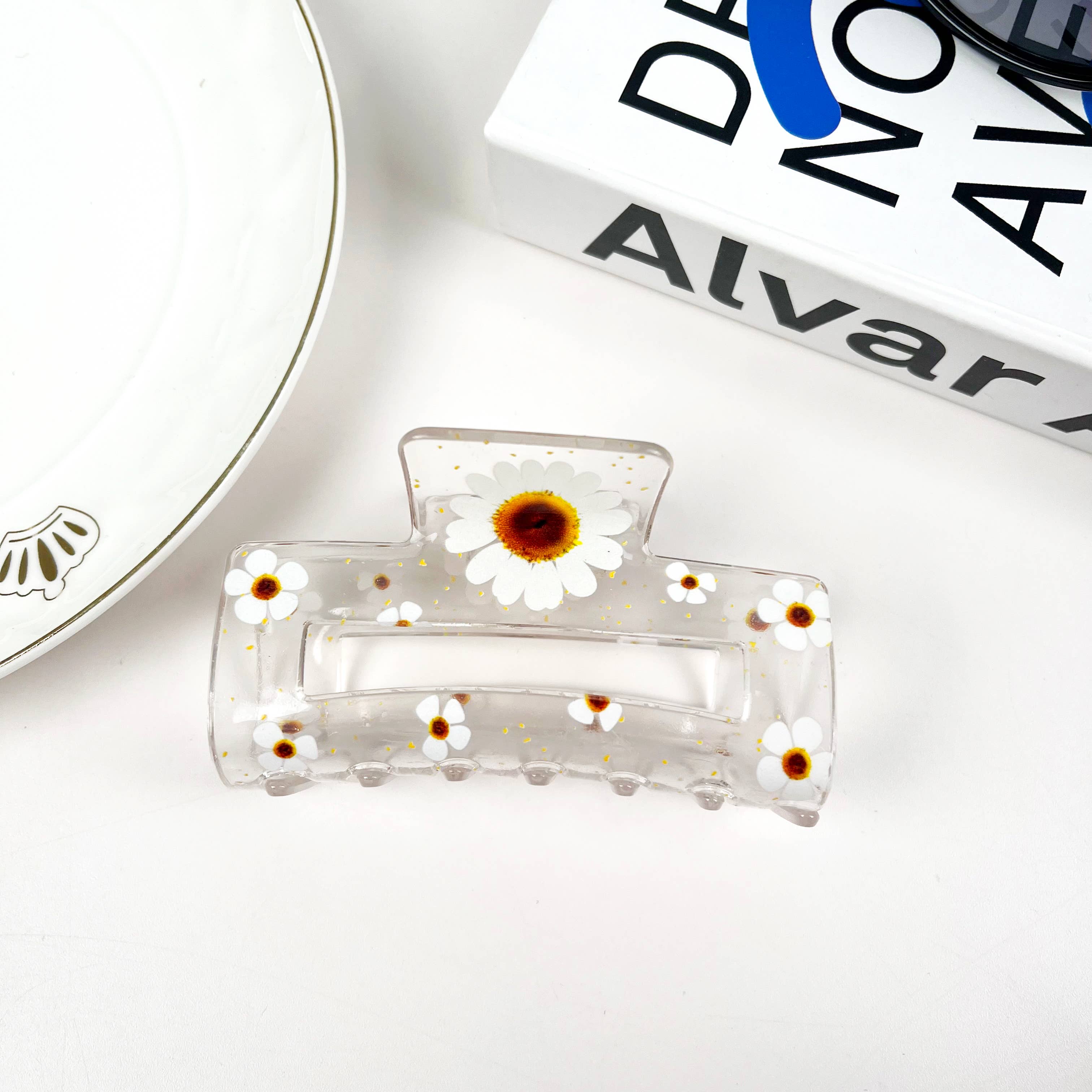 SoapElenGlen - Vente Pince à cheveux – femme - Pince à cheveux Flower Claw Clip, tournesol et cerisier1