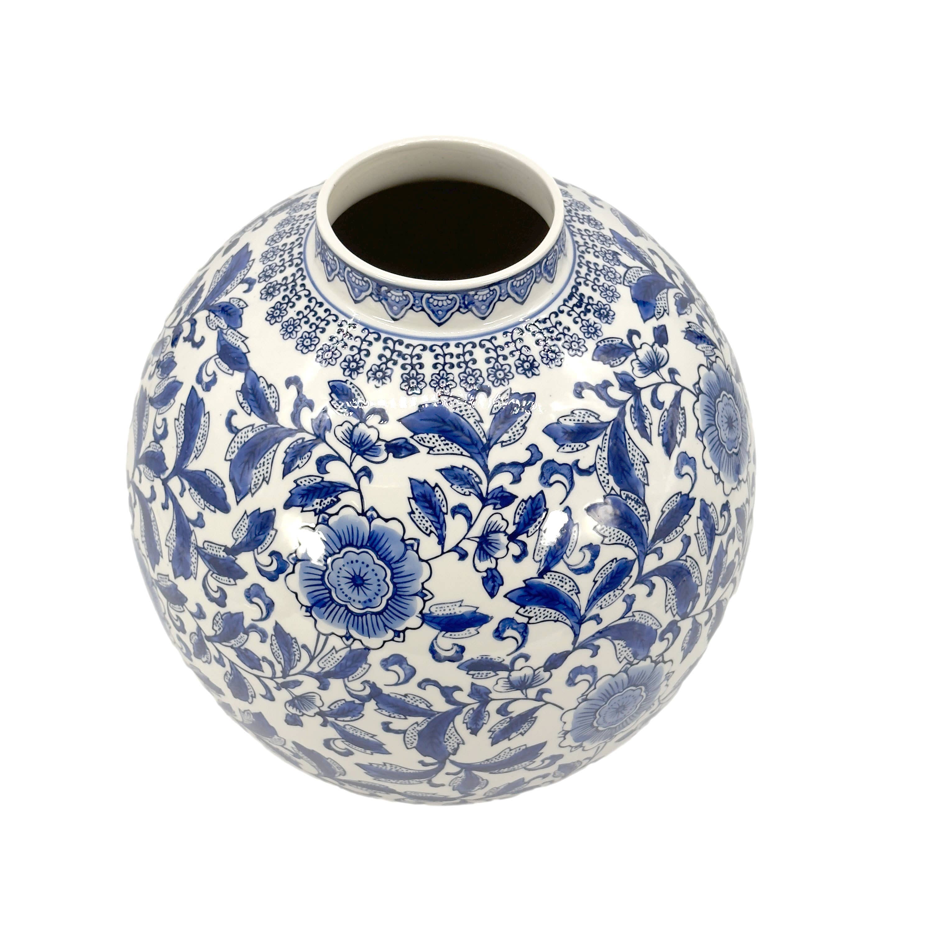 Galt International Company – Engroshandel Vase – Keramisk globusformet vase med Chinoiserie-blomster, 30 cm i diameter2
