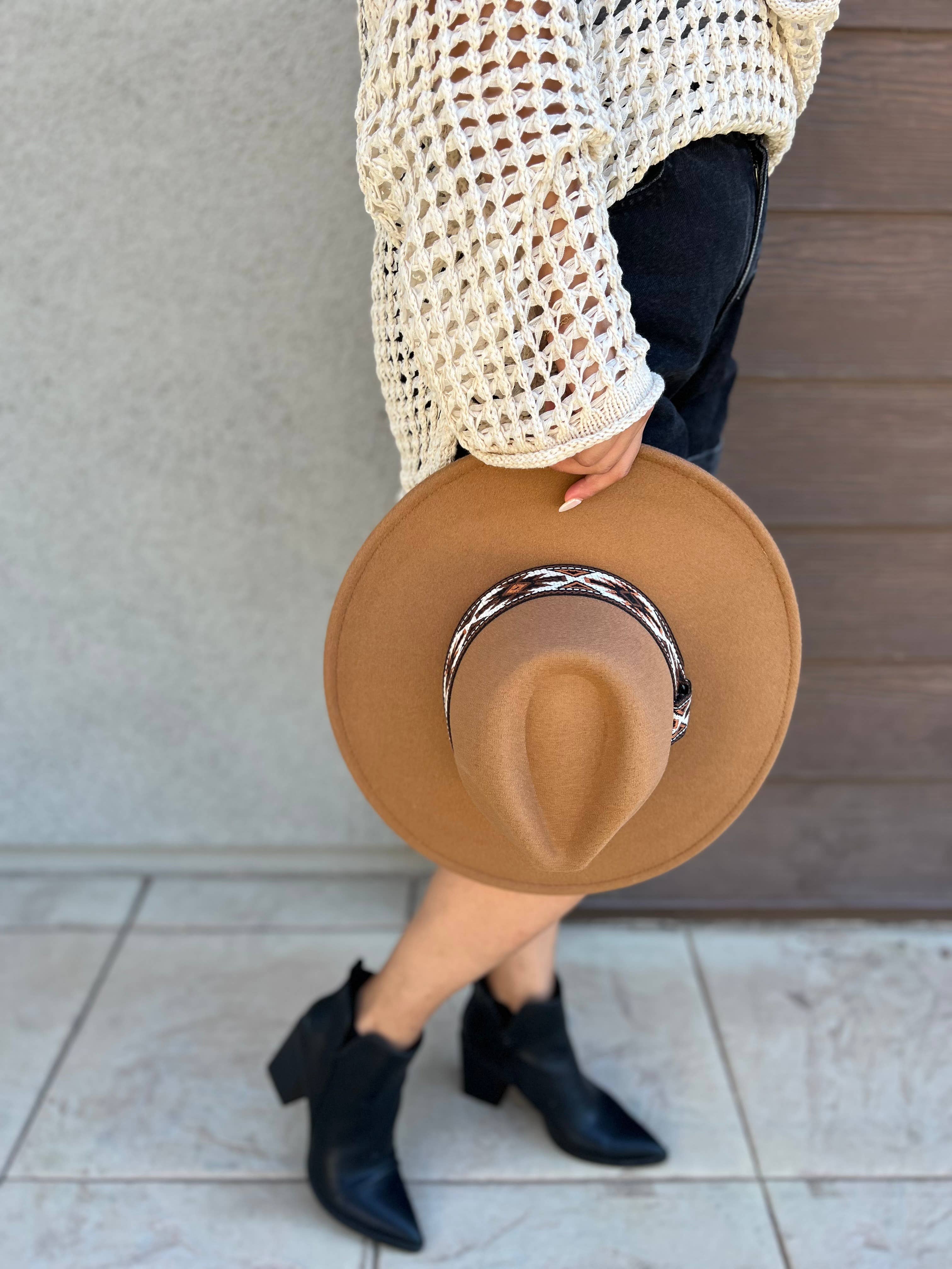 Justin & Taylor - Wholesale Fedora - Women's - Wild Pony | Fedora Adorned with Aztec Belt Trim7