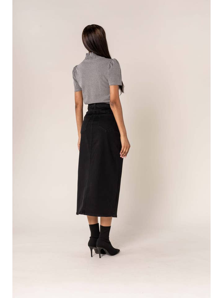 Nina Carter - Wholesale Skirt - Women's - Nina Carter denim jean long skirt with front split front P21512