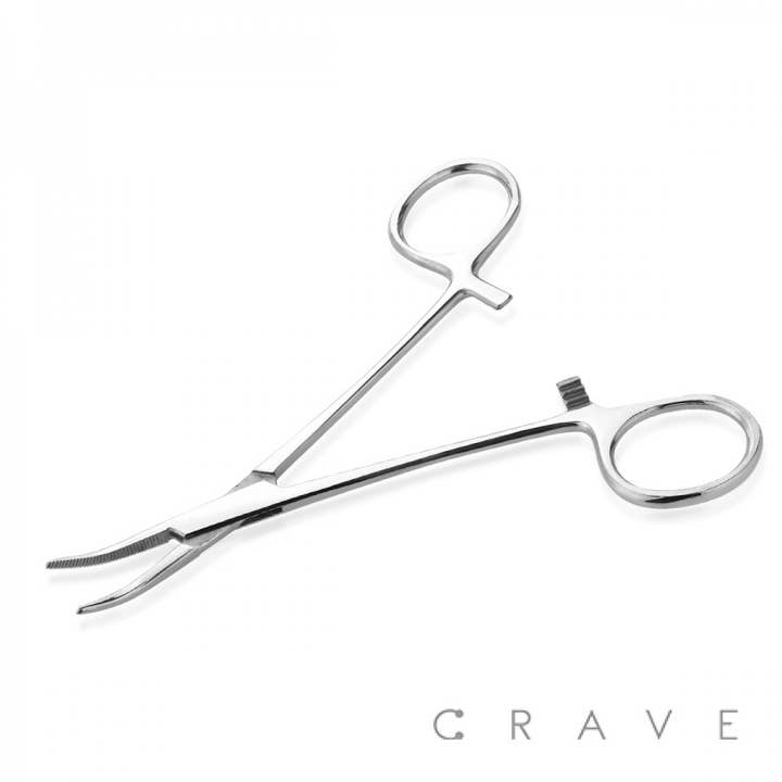 CRAVE - Wholesale Face/Body Chain - SS HEMOSTAT CURVED, STRAIGHT TIP FORCEPS TOOL