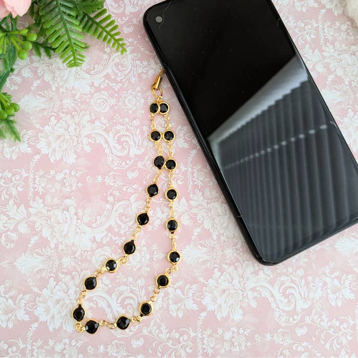Crystal Bead Wrist Strap For Cell Phone Or Camera for wholesale by Bubble Charm Co Accessories