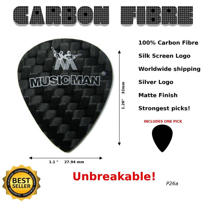 Luthier decals - Wholesale Musical Instrument - Musicman Guitar Pick Carbon Fibre Thin and Unbreakable P26A