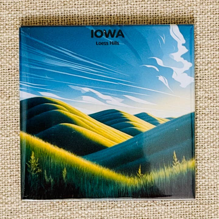 Aimant de l'État de l'Iowa - Collines de Loess pour la vente par Cozy Print