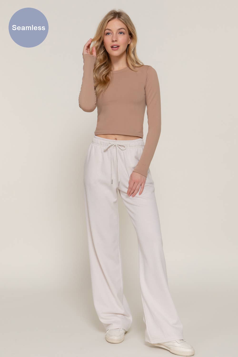 Active Basic | Active USA - Wholesale Knit Top - Women's - Long Sleeve Crew Neck Inner Fur Seamless Crop Top22