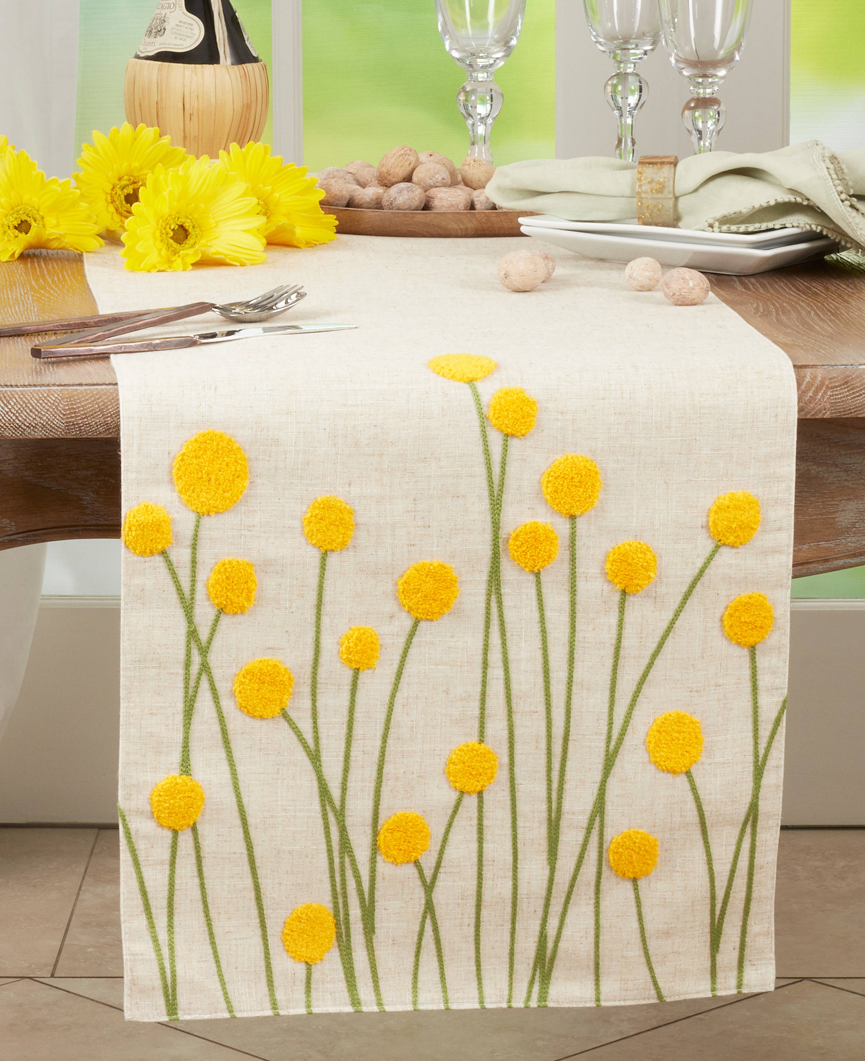 Natural Embroidered Flowers Runner for wholesale on Faire1