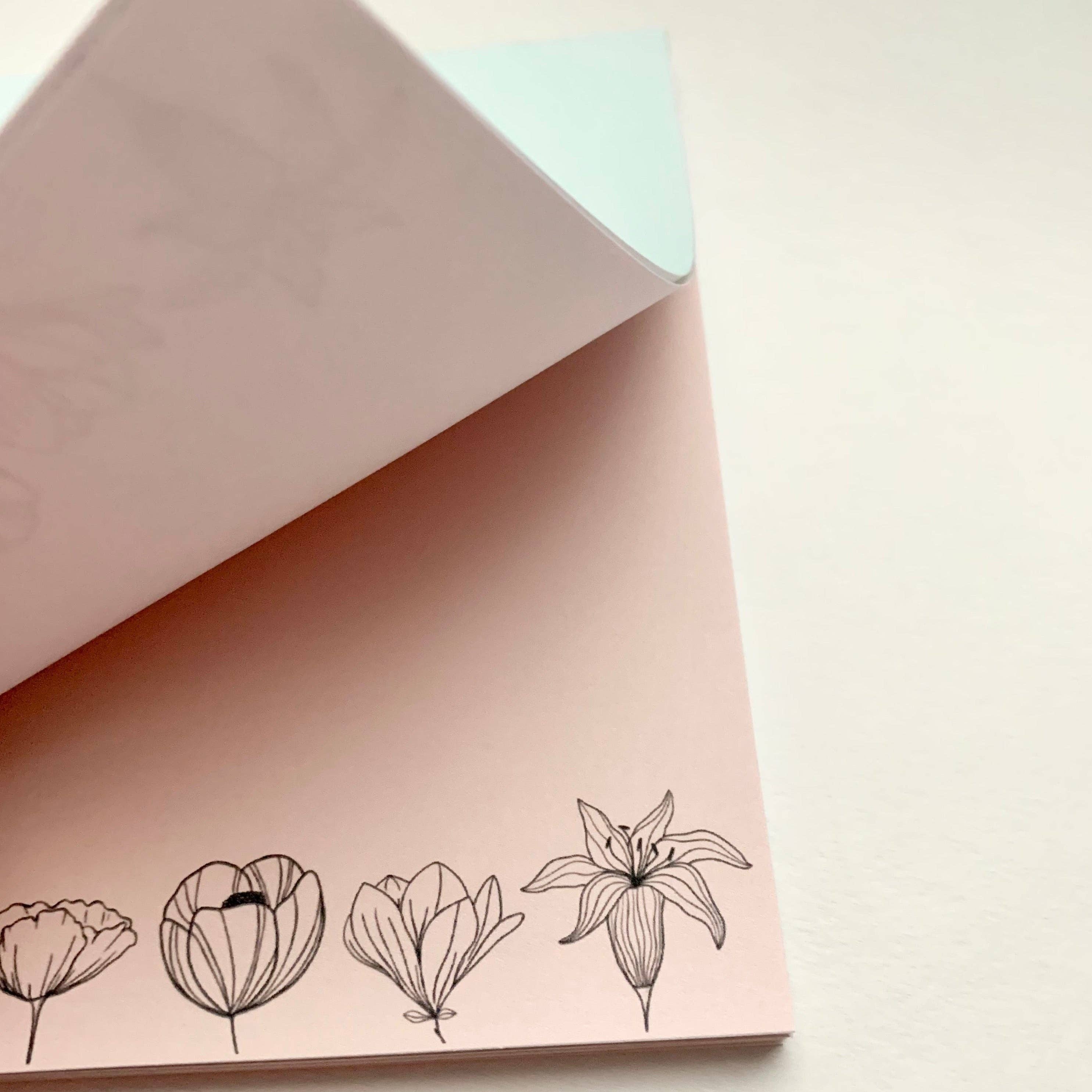 AMW the studio - Wholesale Notepad - 4 Color Flowers 4.25"x5.5" Notepad4