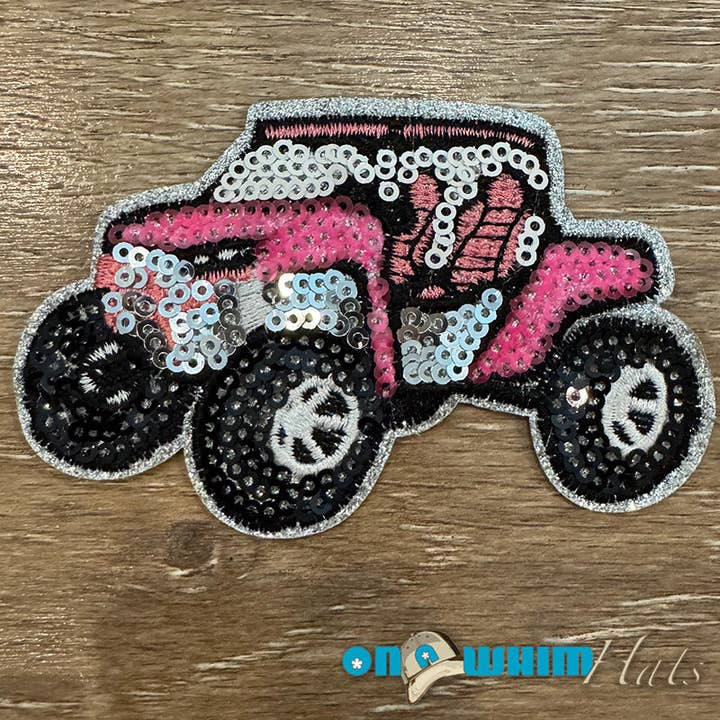 Pink Side by Side Sequin Iron-On Patch for wholesale by On a Whim Hats