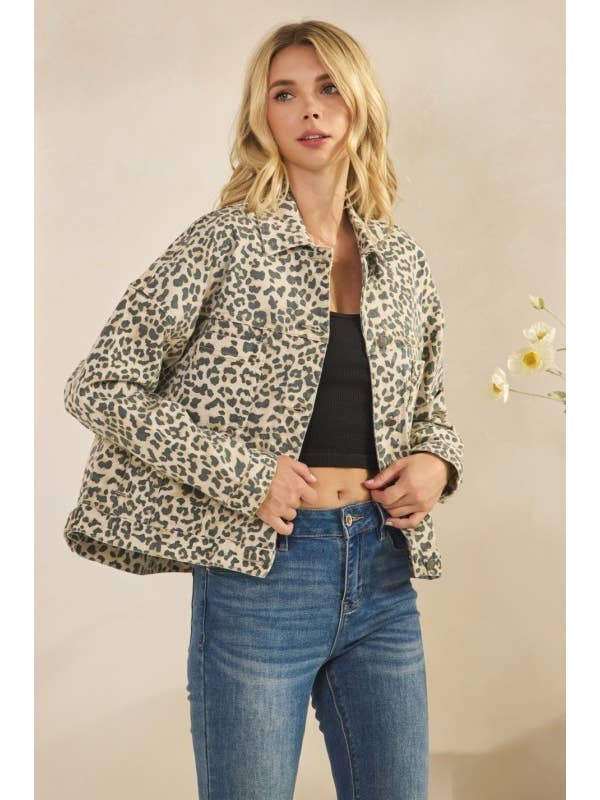 Pink Irene Wholesale - Venta al por mayor Chaqueta - Mujer - Chaqueta vaquera estampada de leopardo1