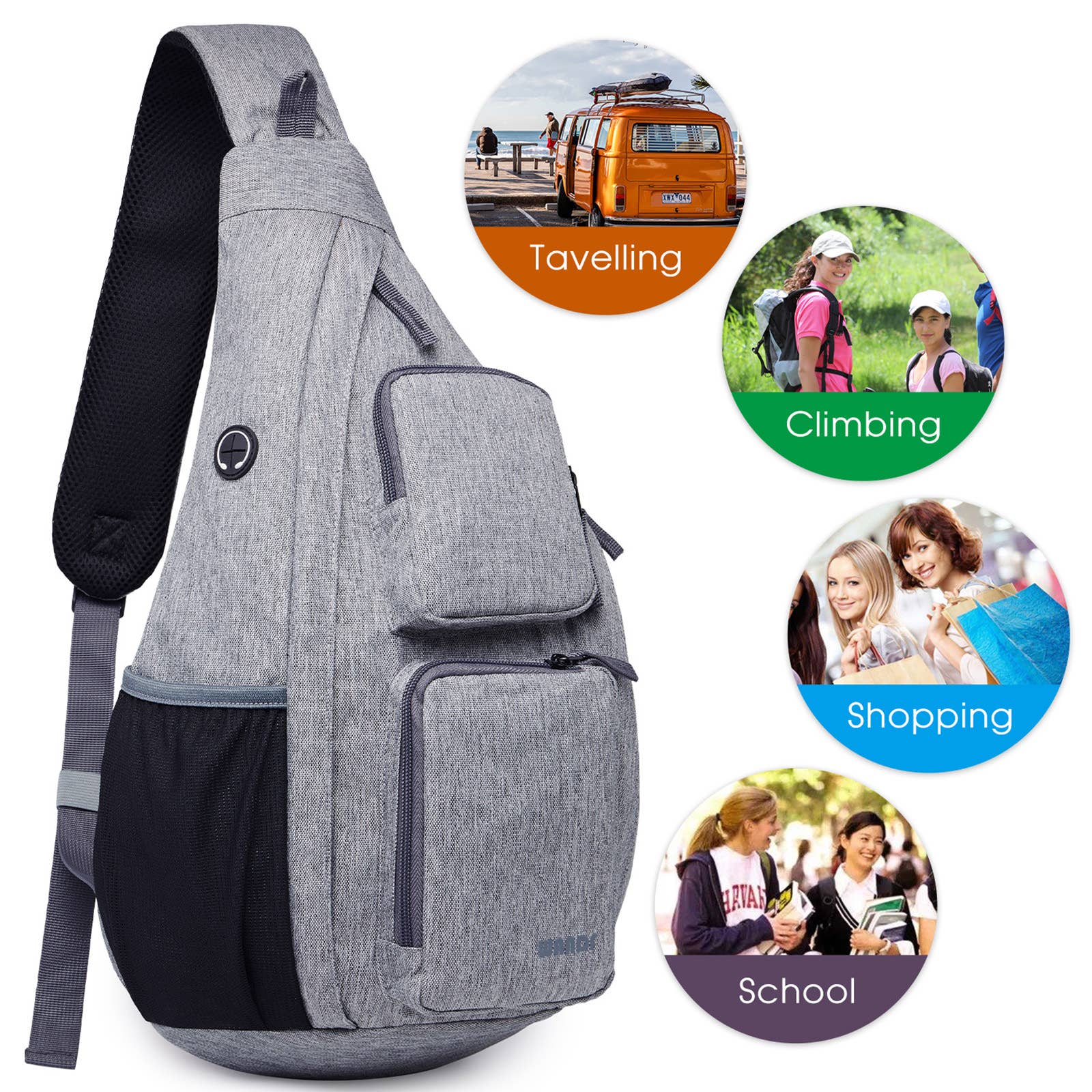 wandf - Wholesale Backpack - Unisex - WANDF Crossbody Sling Chest Bag Mens Travel Backpack31