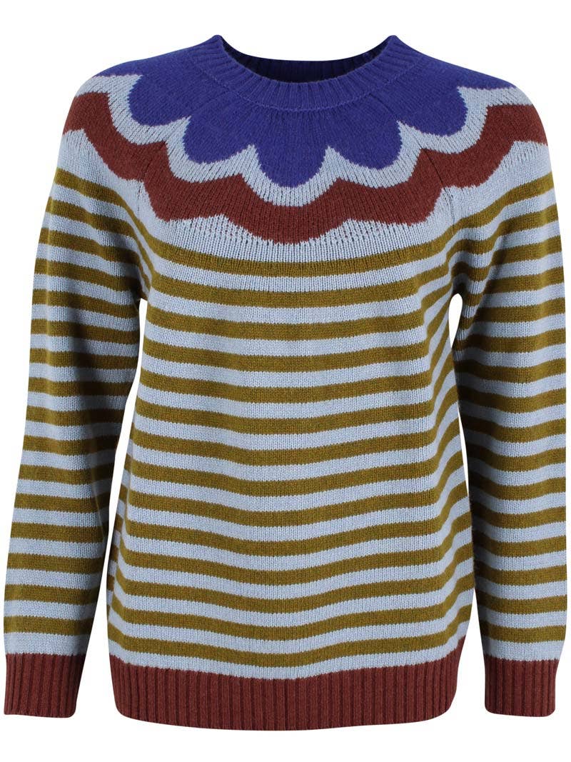 Danefae København - Vente Pull en maille – femme - Pull en laine Daneglamping bleu gris/olive7