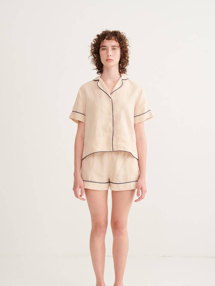 Chiffon Ivy Short Sleeve Shirt & Shorts Pyjama Set for wholesale by ANDREA & JOEN