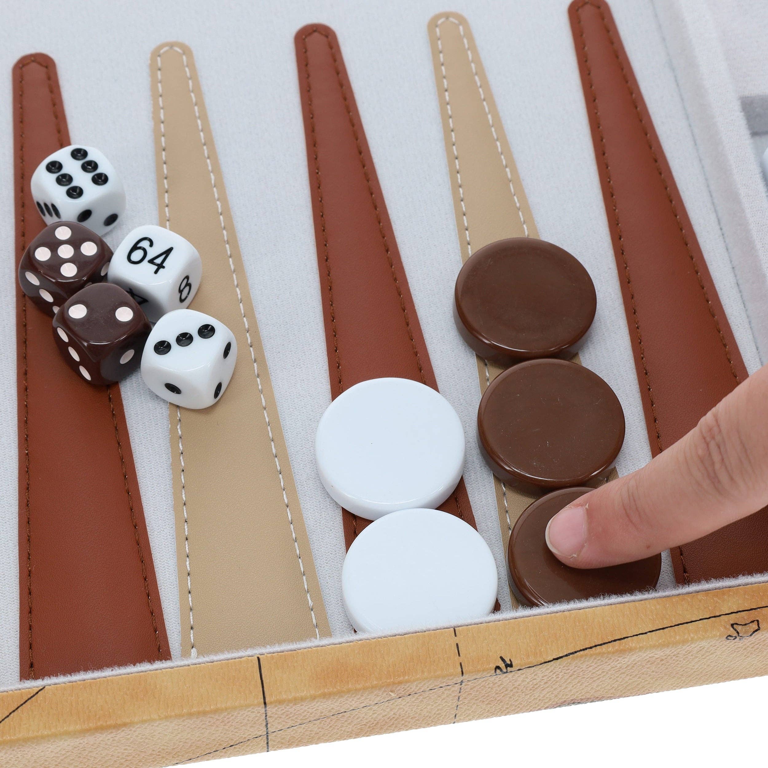 Wood Expressions - Wholesale Board Game - Tan Map Style Leatherette Backgammon Set, 18 x 11 in.1