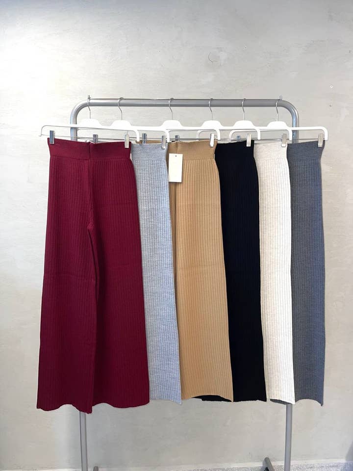 Anaz - Wholesale Pants - Women's - Ribbed Knit Wide-Leg Pants4